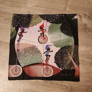 Cotton Handkerchief with Circus Unicycle Print - Multicolor